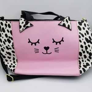 Betsey Johnson Sleepy Cat Cheetah Print Bag NWOT